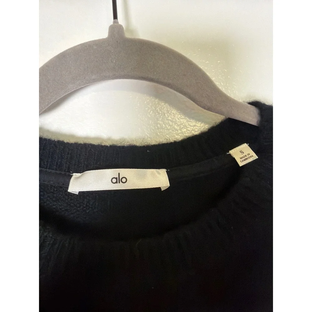 NEW Alo Yoga New Class Wool Cashmere Crewneck Sweater Black U3045R Small Luxury
